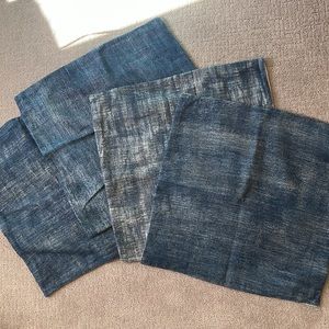 Set of 4 Denim Colored Cotton Pillow Shams w/Cream Backing
